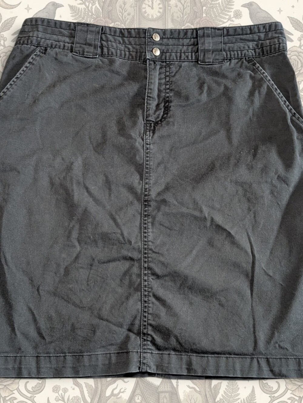 Y2K Gorpcore Grunge Cargo Utility Skirt Flap Pockets Columbia Washed Black Sz 8